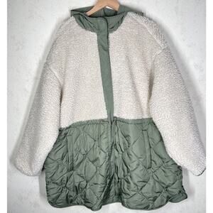 Old Navy Retility Sherpa Hybrid Jacket Hooded Green Women's 4X